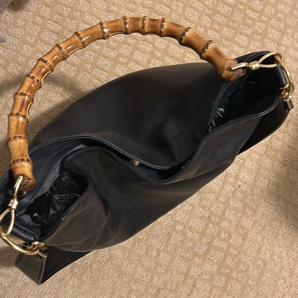 Gucci black leather bamboo handle large shoulder hand bag - Picture 8 of 13